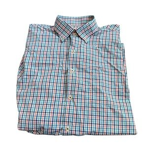 Peter Millar Golf Dress Shirt Plaid Nylon Stretch Long Sleeve Mens XL Longhorns